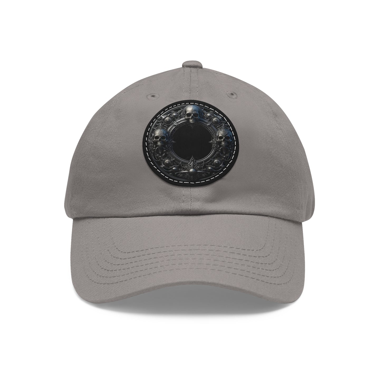 Black Hat with Round Leather Patch - Perfect for Casual Outings & Events