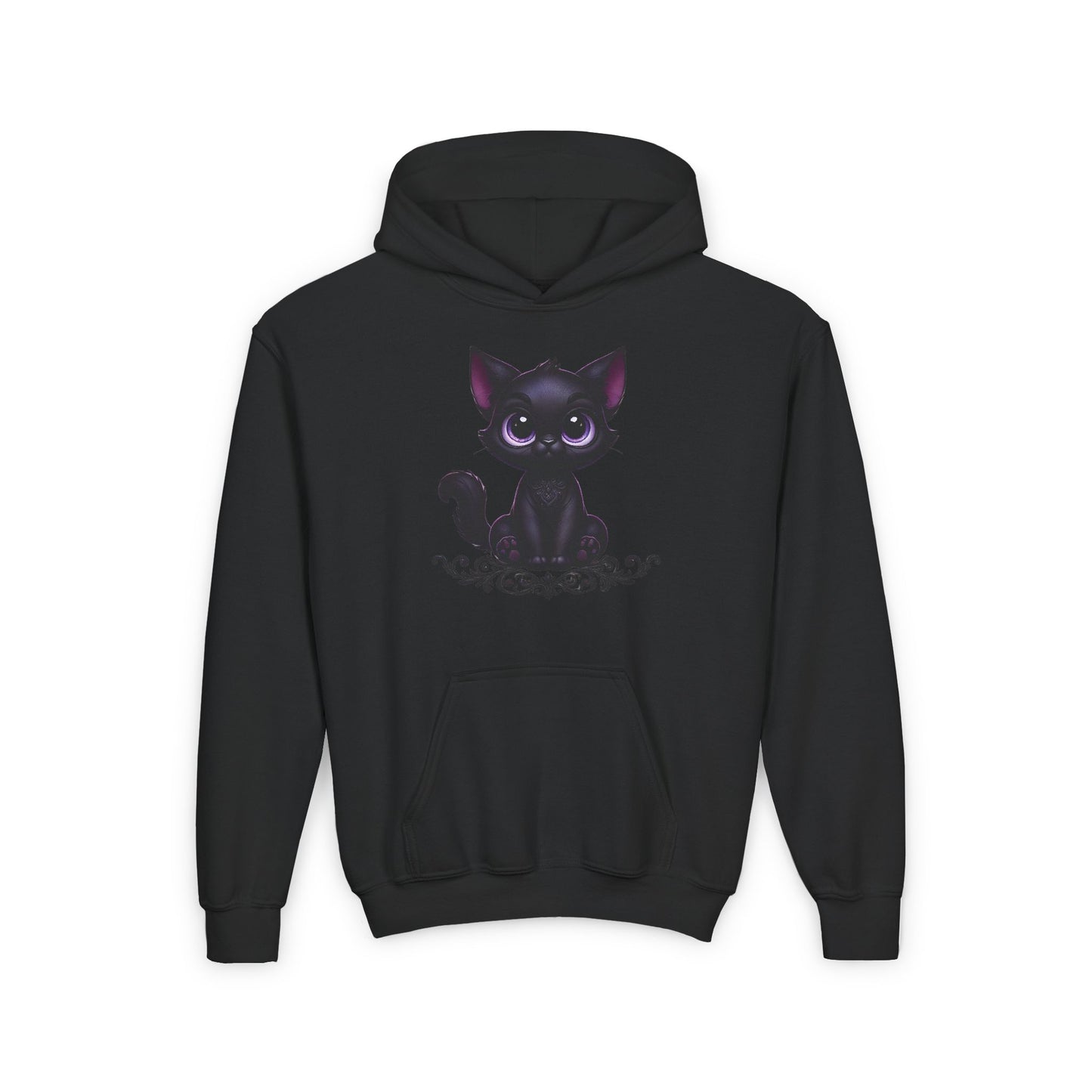 Cute Black Cat Youth Hoodie - Cozy & Playful Sweatshirt for Kids