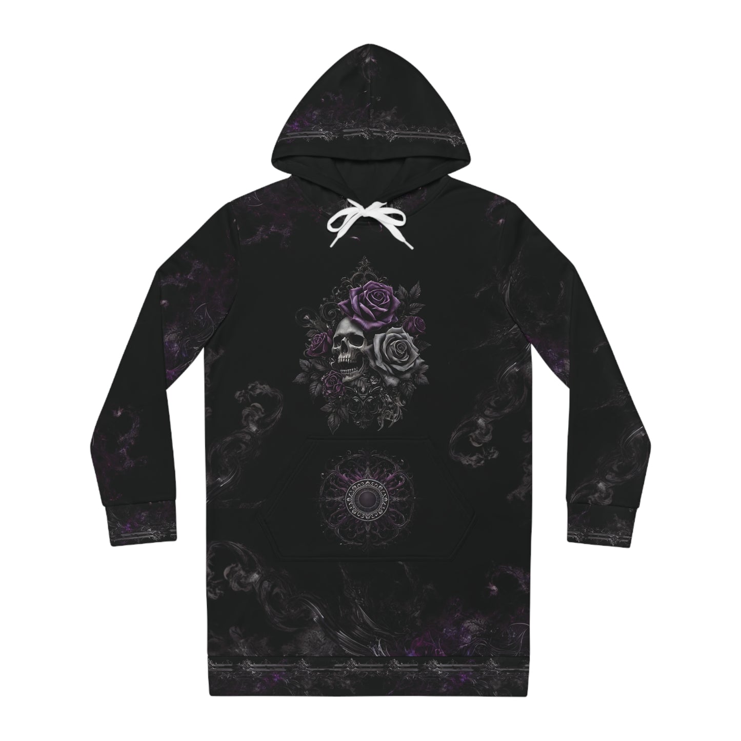 Gothic Floral Women's Hoodie Dress - Cozy Casual Style
