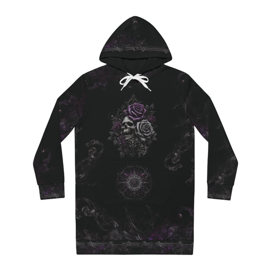 Gothic Floral Women's Hoodie Dress - Cozy Casual Style