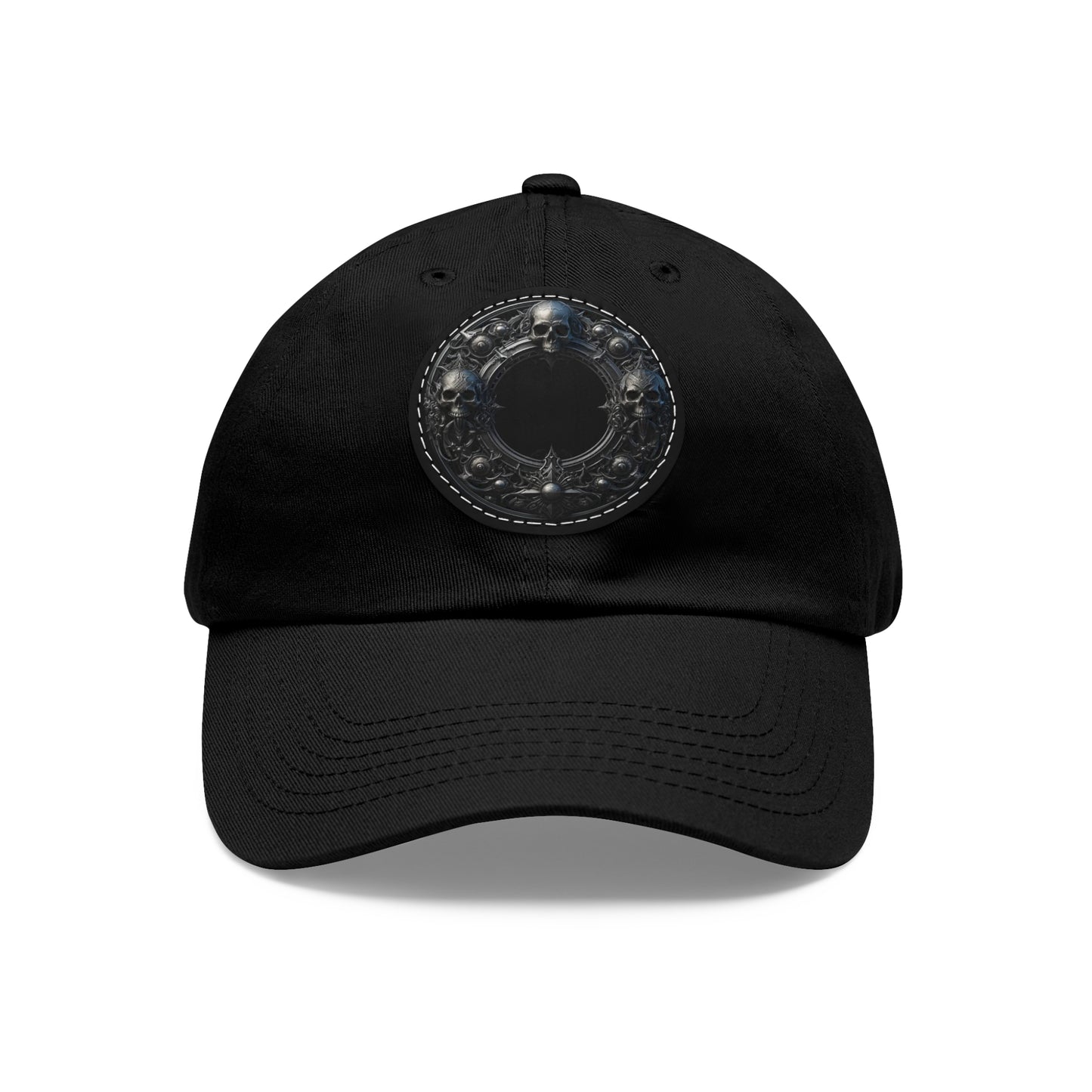Black Hat with Round Leather Patch - Perfect for Casual Outings & Events