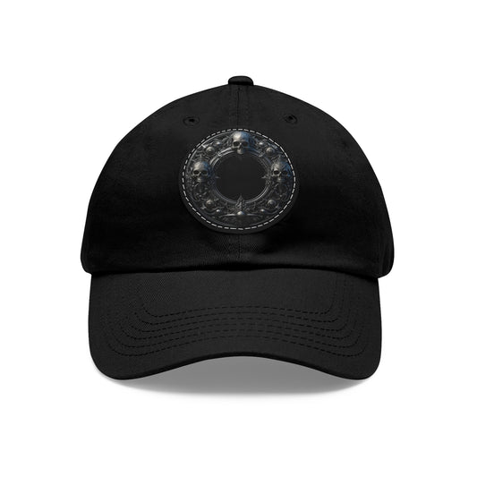 Black Hat with Round Leather Patch - Perfect for Casual Outings & Events