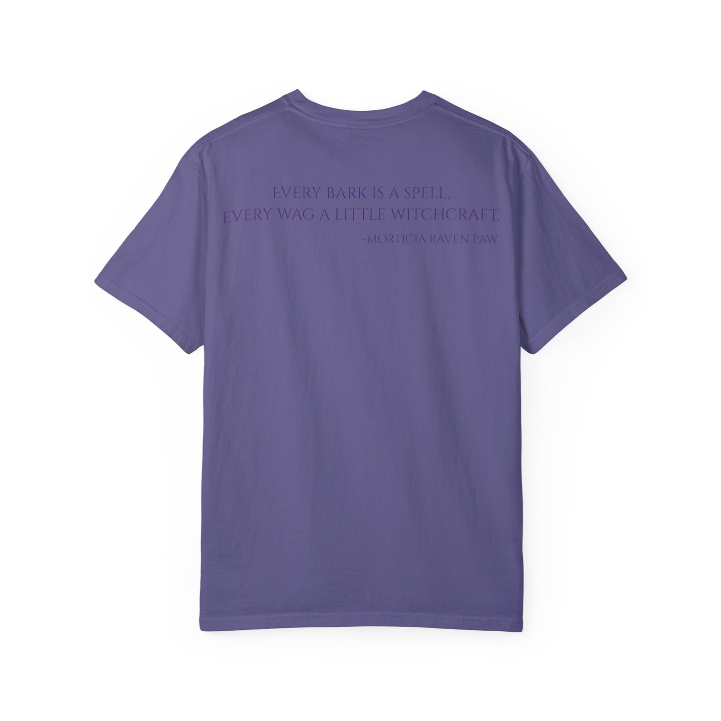 Morticia Raven Paws Witchy Dog T-Shirt - Unisex Garment-Dyed Tee for Dog Lovers