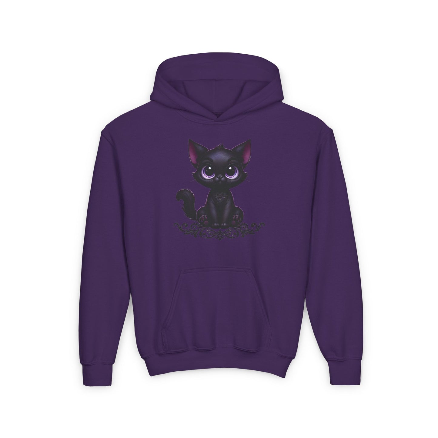 Cute Black Cat Youth Hoodie - Cozy & Playful Sweatshirt for Kids