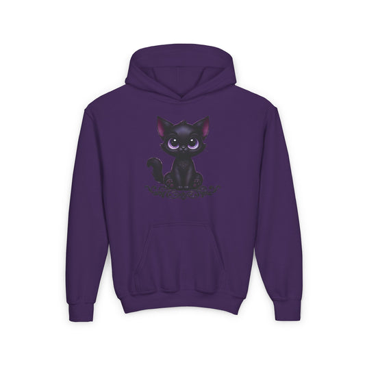 Cute Black Cat Youth Hoodie - Cozy & Playful Sweatshirt for Kids