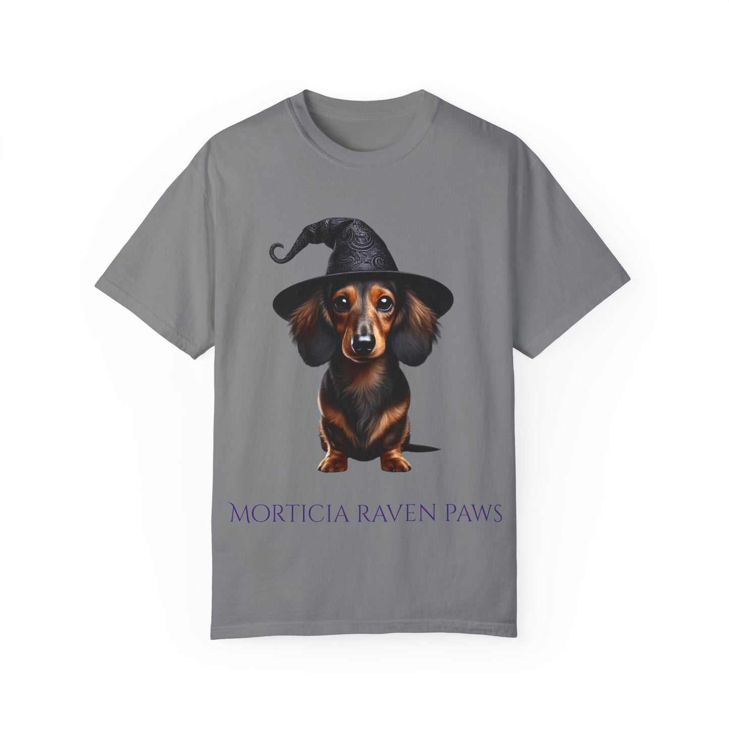 Morticia Raven Paws Witchy Dog T-Shirt - Unisex Garment-Dyed Tee for Dog Lovers
