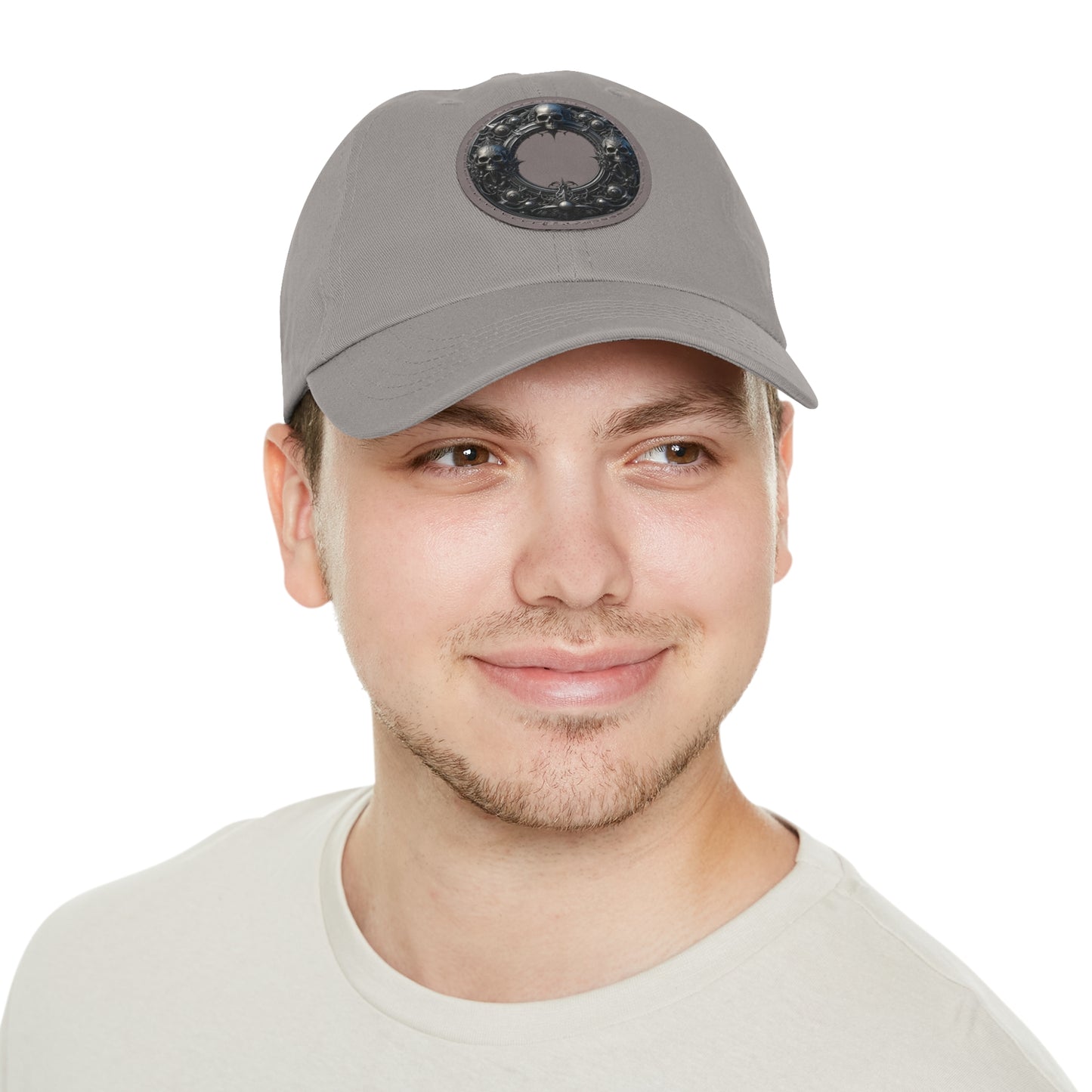 Black Hat with Round Leather Patch - Perfect for Casual Outings & Events