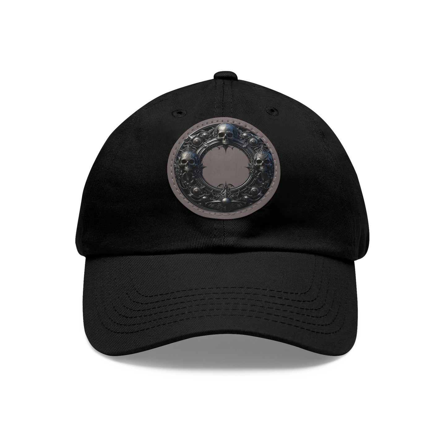 Black Hat with Round Leather Patch - Perfect for Casual Outings & Events