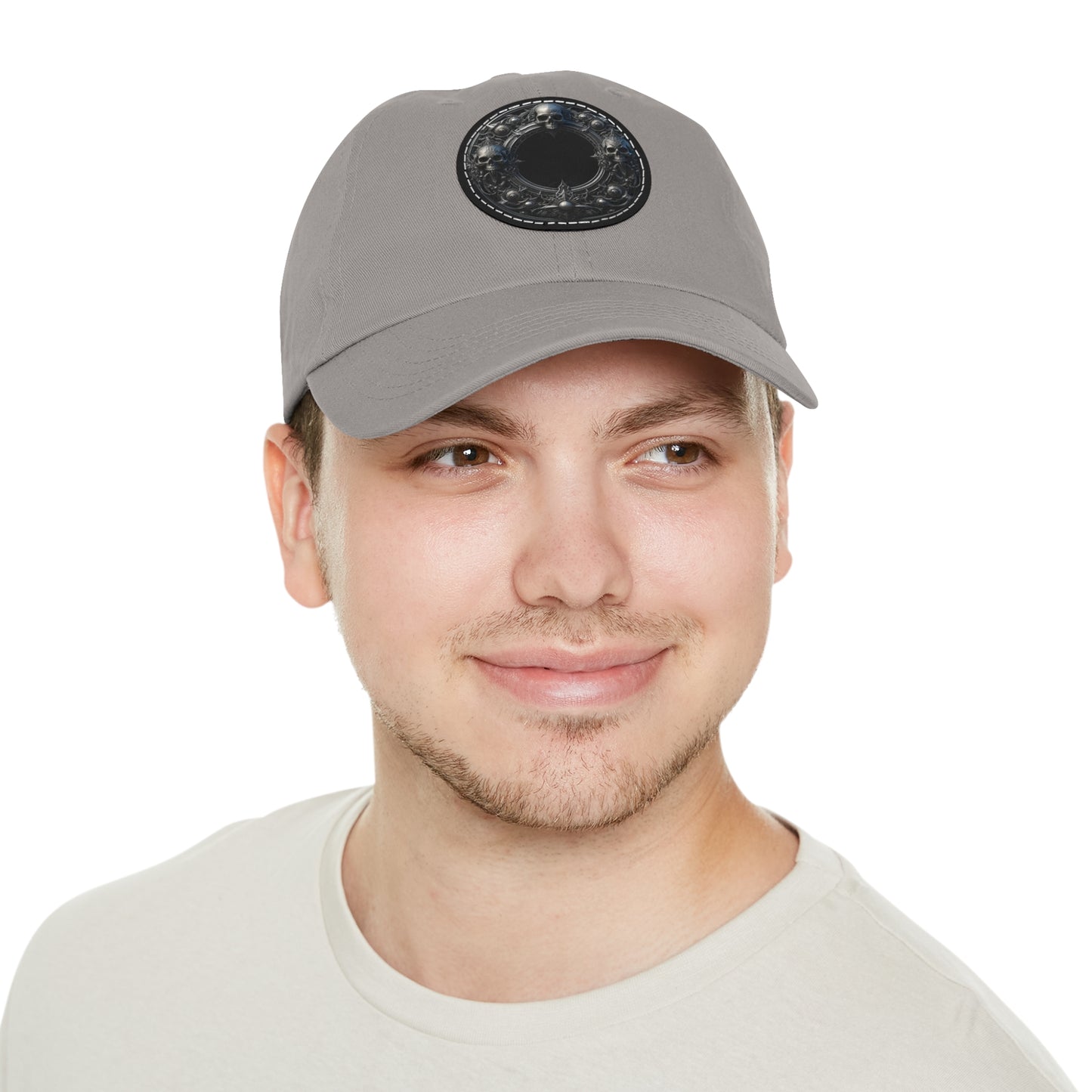 Black Hat with Round Leather Patch - Perfect for Casual Outings & Events