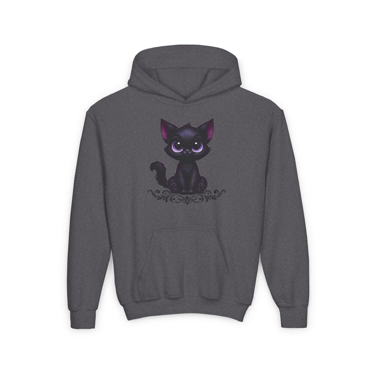Cute Black Cat Youth Hoodie - Cozy & Playful Sweatshirt for Kids