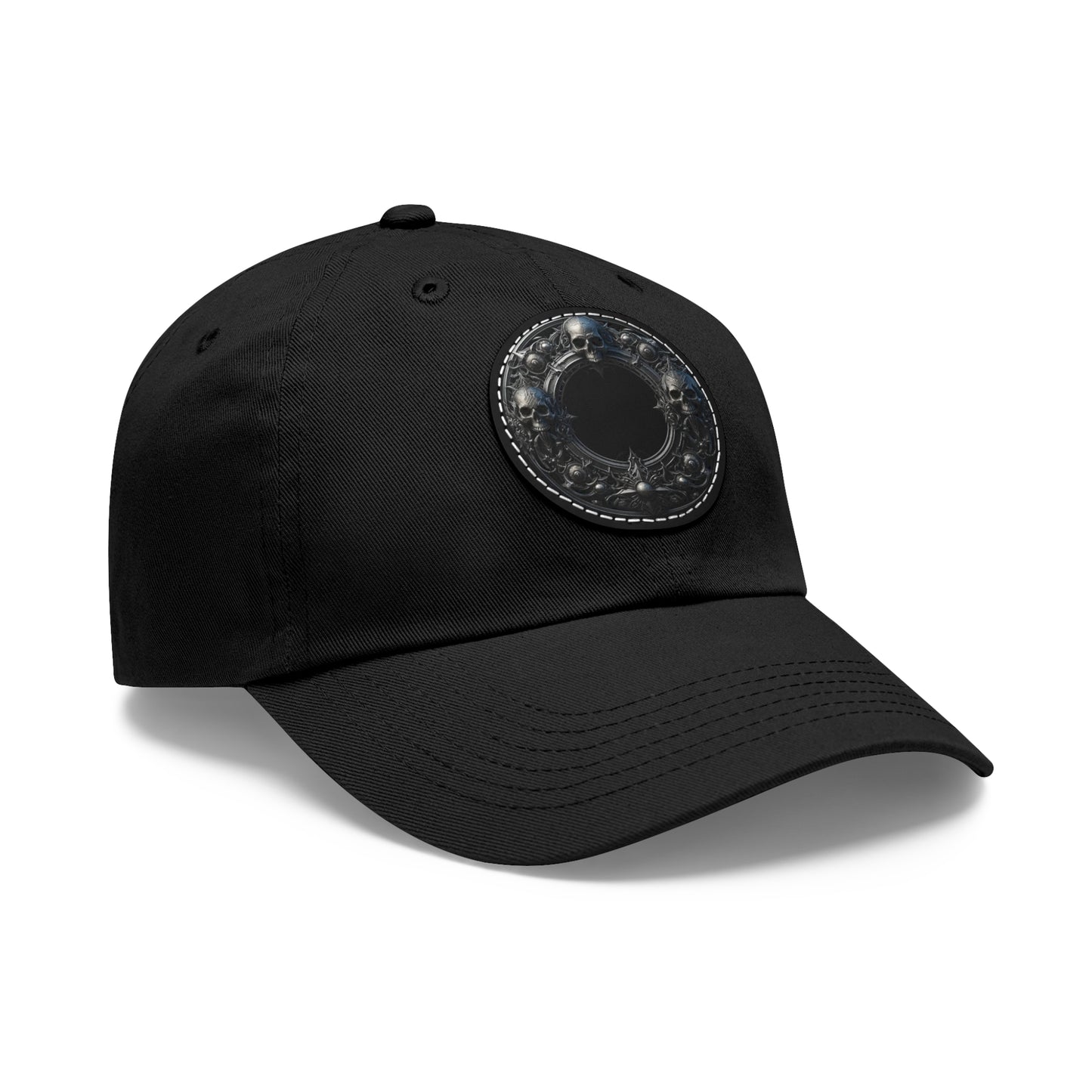 Black Hat with Round Leather Patch - Perfect for Casual Outings & Events