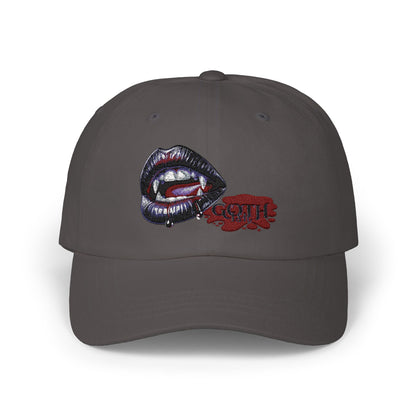 Vampire Lips Embroidered Classic Dad Cap - Stylish Headwear for Halloween and Everyday Wear