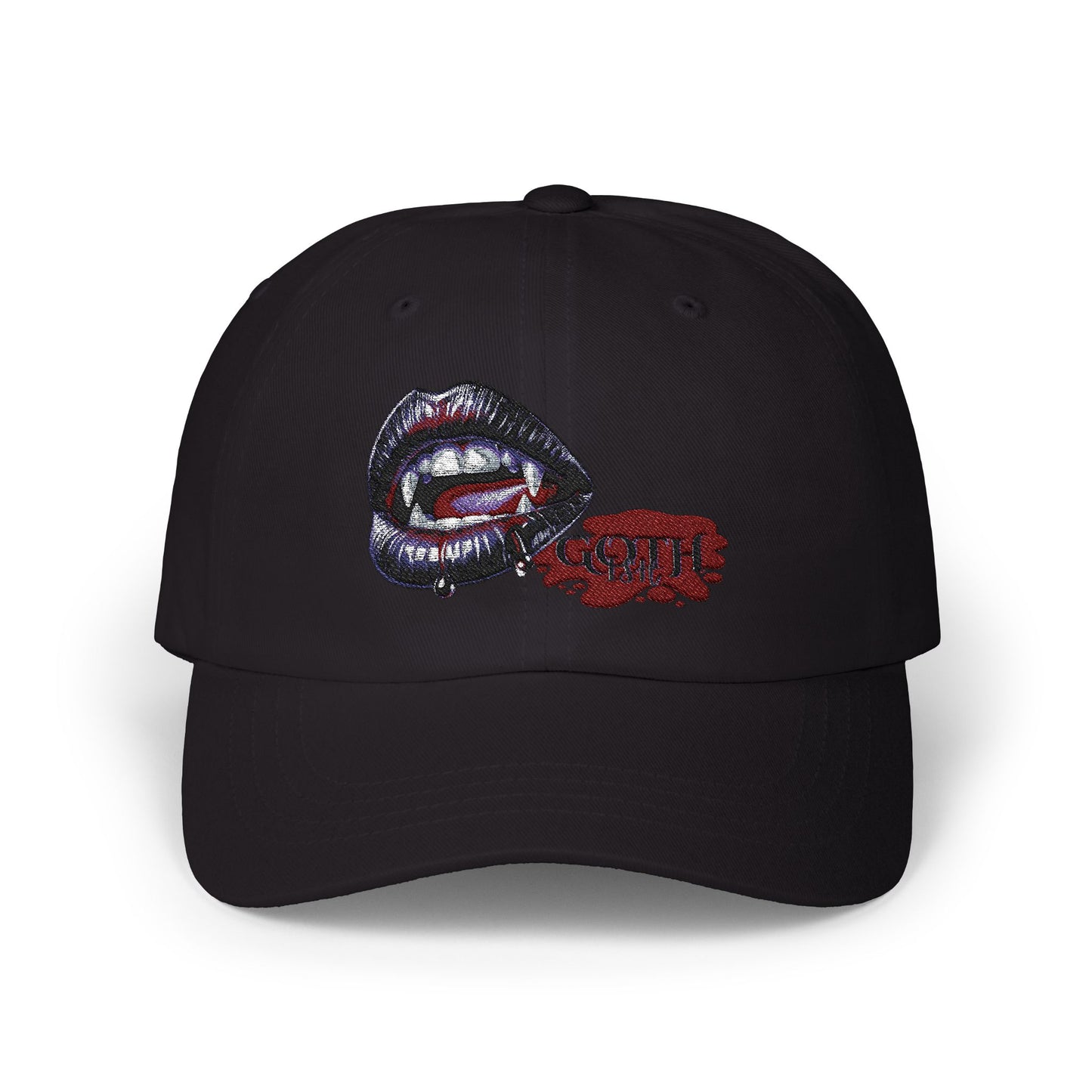 Vampire Lips Embroidered Classic Dad Cap - Stylish Headwear for Halloween and Everyday Wear