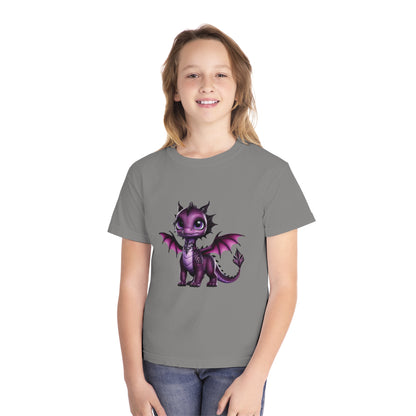 Youth Dragon Graphic Tee - Cute Purple Dragon Design