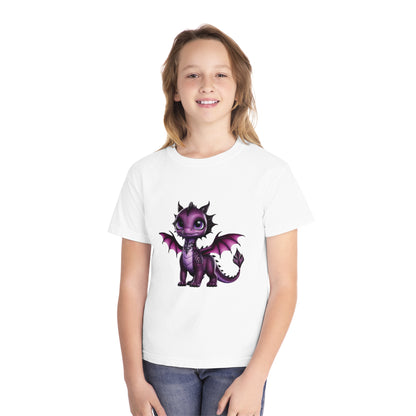 Youth Dragon Graphic Tee - Cute Purple Dragon Design