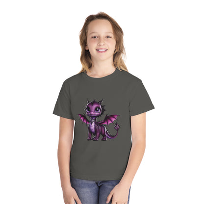 Youth Dragon Graphic Tee - Cute Purple Dragon Design