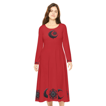 Women's Long Sleeve Dance Dress with Celestial Design - Perfect for Celebrations and Special Occasions