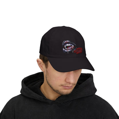 Vampire Lips Embroidered Classic Dad Cap - Stylish Headwear for Halloween and Everyday Wear