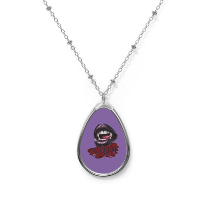 Vampire Kiss Oval Necklace - Gothic Jewelry for Halloween