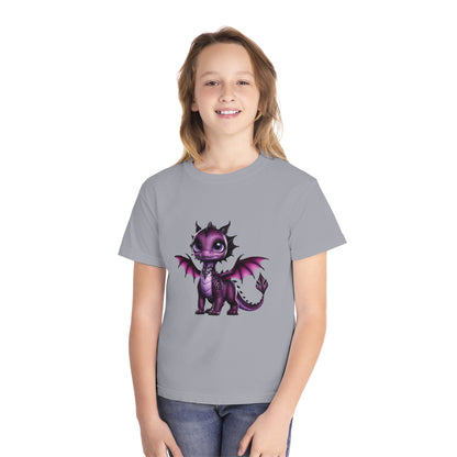 Youth Dragon Graphic Tee - Cute Purple Dragon Design