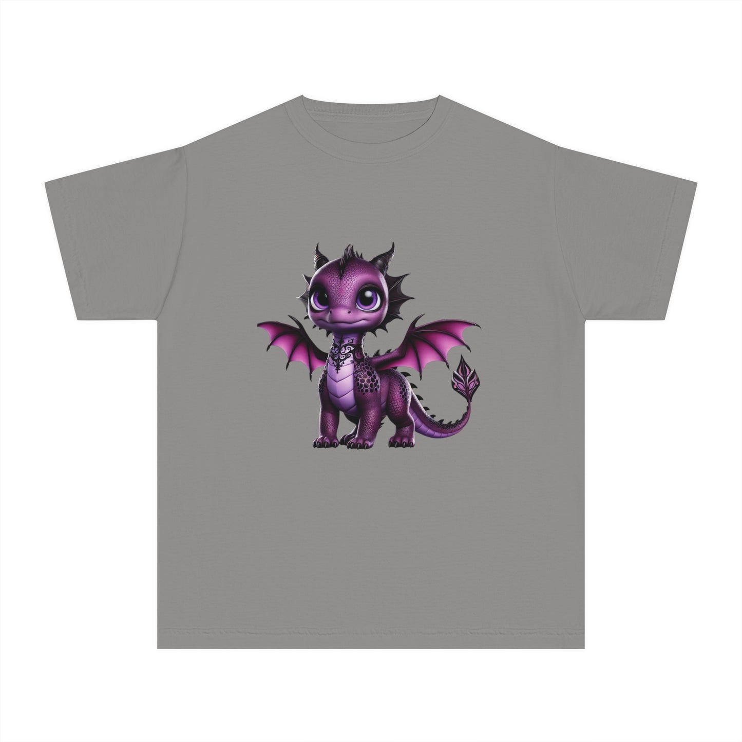 Youth Dragon Graphic Tee - Cute Purple Dragon Design