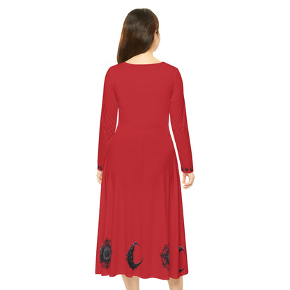 Women's Long Sleeve Dance Dress with Celestial Design - Perfect for Celebrations and Special Occasions