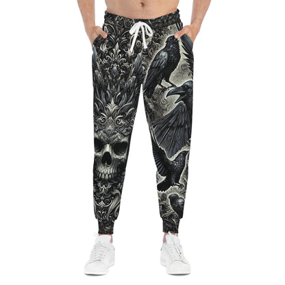 Gothic Raven Skull Athletic Joggers | Stylish & Comfortable Sweatpants for Athletes and Casual Wear