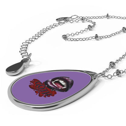 Vampire Kiss Oval Necklace - Gothic Jewelry for Halloween