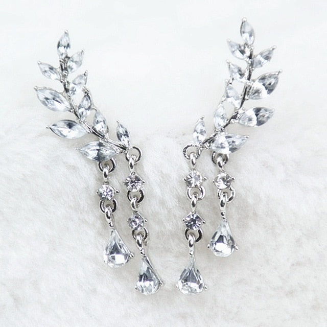 Angel Wings Stud Earrings Rhinestone Inlaid Alloy Ear Jewelry