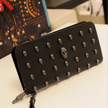 High Quality Skull Wallet with Zipper and Card Holders